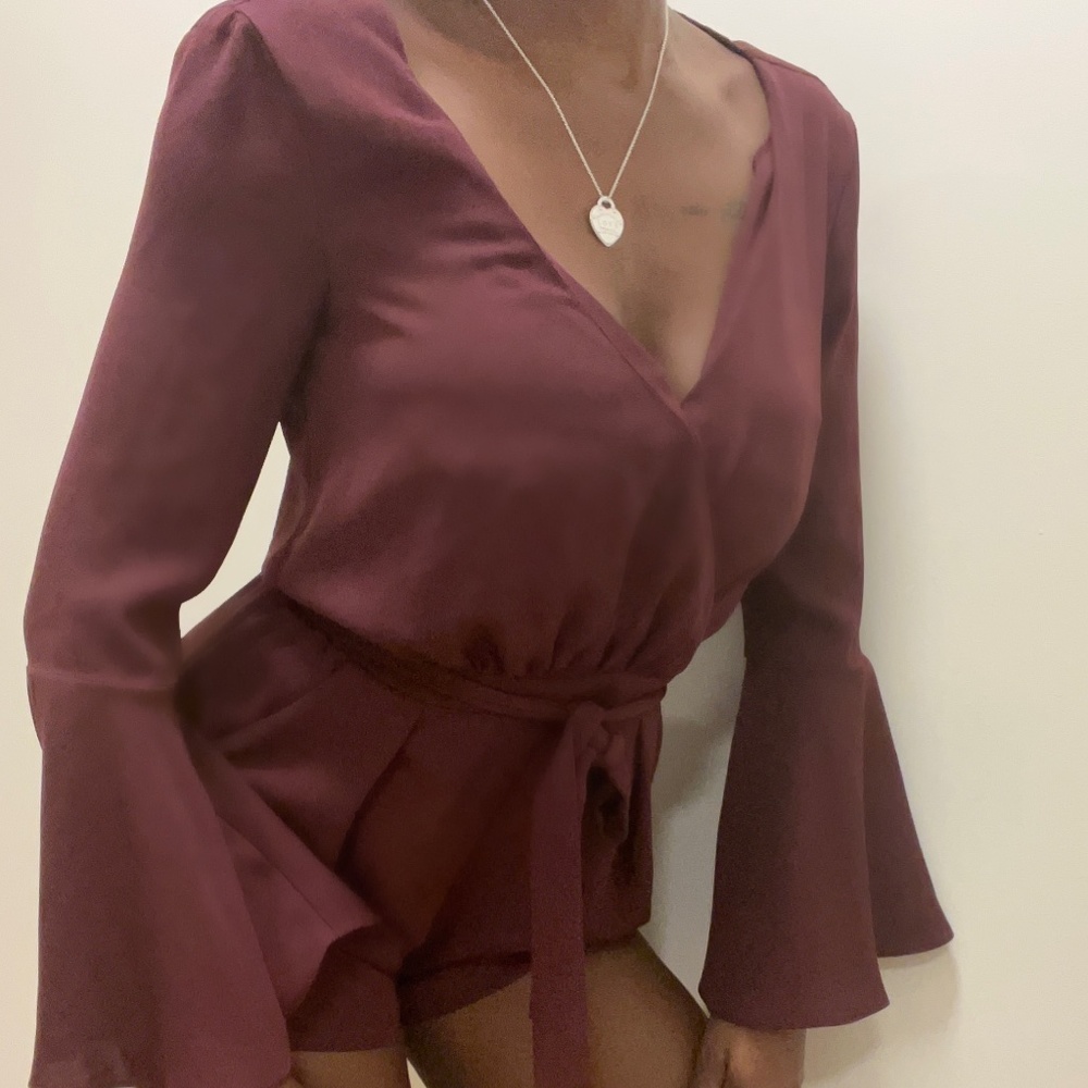 Burgundy/Red Short-Jumpsuit with Deep Pockets